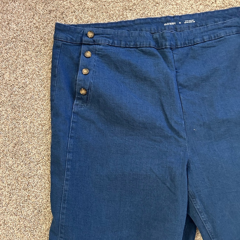 NWT Old Navy Extra High Rise Sky-Hi Wide Let Sailor Style Jeans. Classic. Beach - Picture 3 of 14